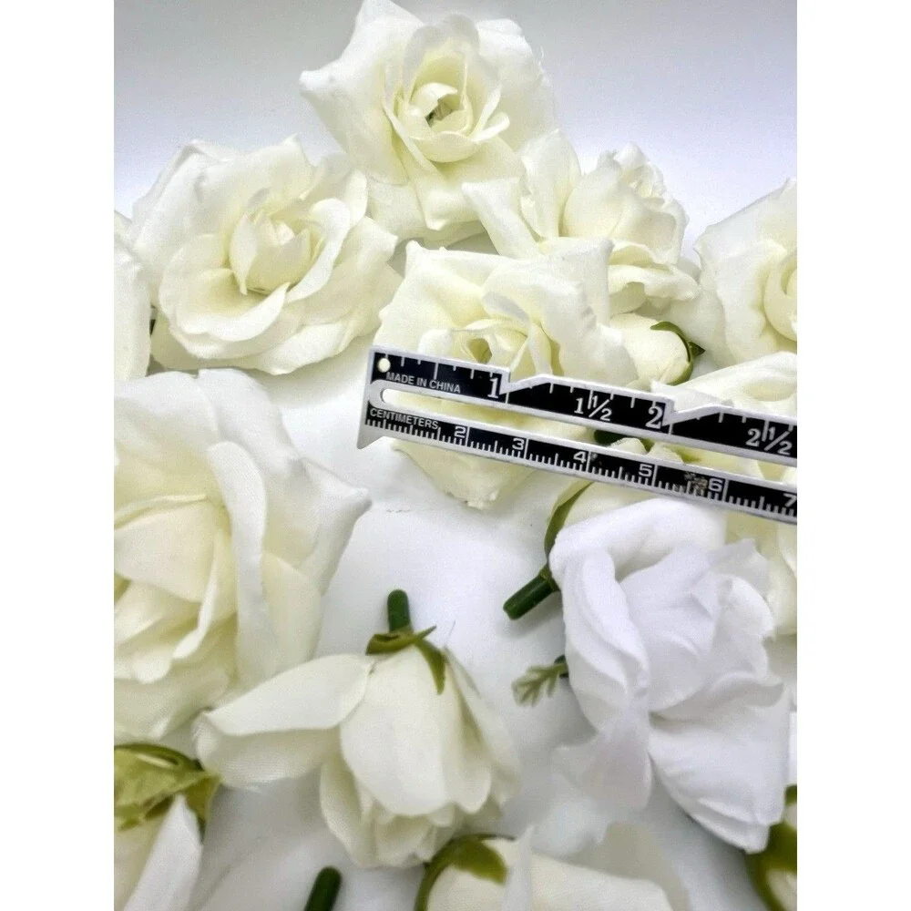 Lot of Faux Rose Flower Heads Ivory 1-3